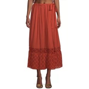 Free People Maxi Eyelet Lace Skirt M Boho